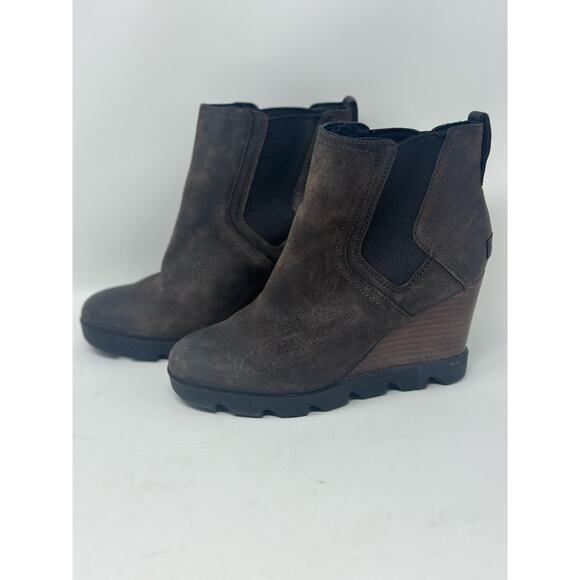 Sorel Women's Joan Uptown Chelsea Leather Boots Size 7 Blackened Brown - Picture 2 of 8